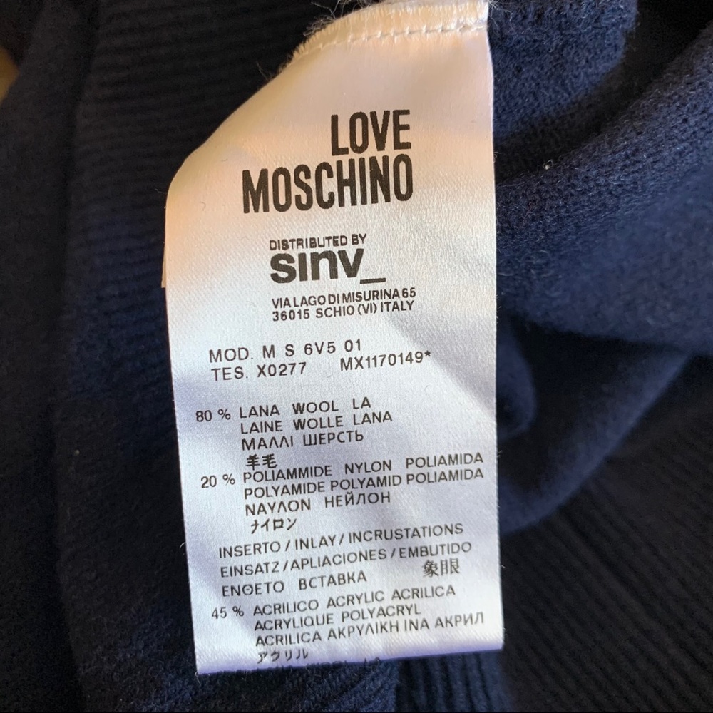 Men’s Love Moschino blue sweater w/ elbow patches - Picture 11 of 16